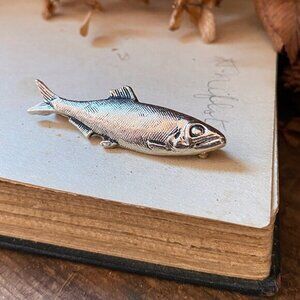 Vintage Detailed Silver Salmon by JOLLE classic design 1950's - Tie Pin